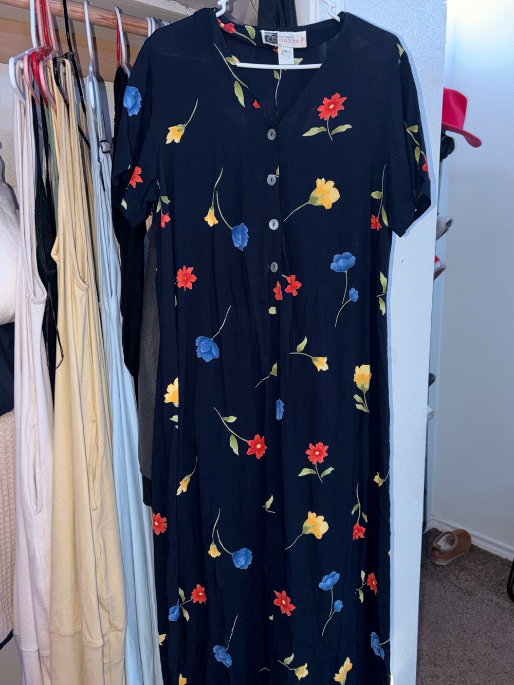 Moth & Co Black Floral Button-Front Women's Dress